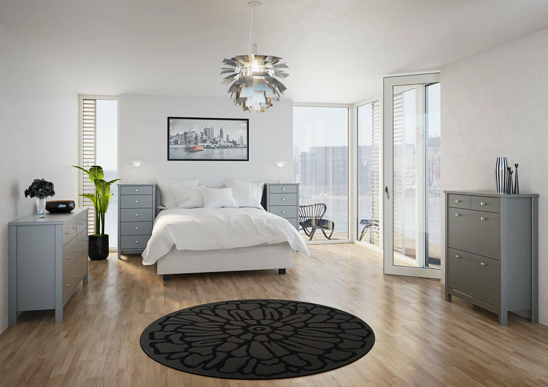 Baths Steens Tromso Grey 3 Draw Bed Side Table