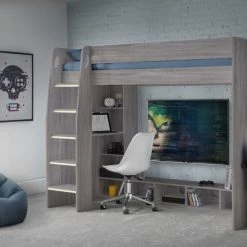 Julian Bowen Nebula Gaming Bed With Desk Grey Oak