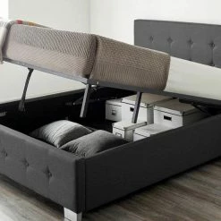 Better Bed Company Better Black Linen Ottoman Bed Beds