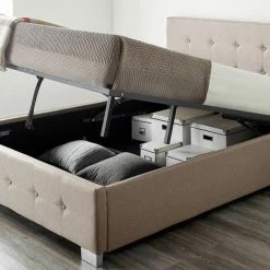 Better Bed Company Beds Better Beige Linen Ottoman Bed