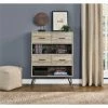 Dorel Home Landon Retro Bookcase With Bins Grey Oak