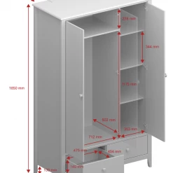Steens Heston White And Pine 3 Door Wardrobe