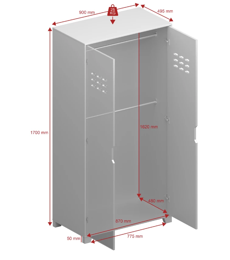 Steens Loke 2 Door Wardrobe Grey