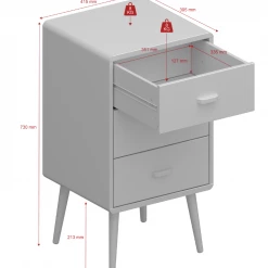 Steens Mino 3 Drawer Bedside Black