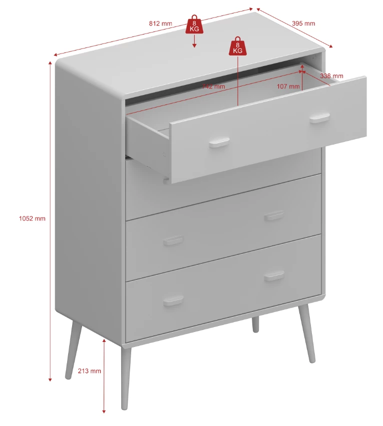 Steens Mino 4 Drawer Chest White