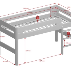 Steens Oniria Mid Sleeper Green And Whitewash Mid Sleepers