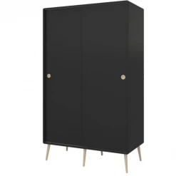 Steens Soft Line Black Sliding 2 Dr Wardrobe Baths