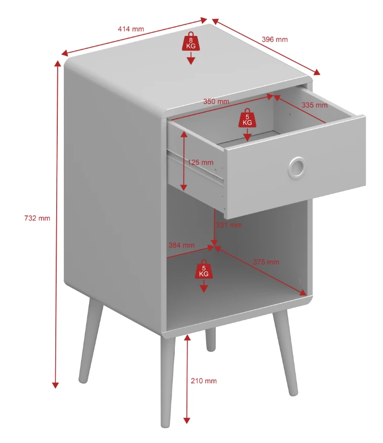 Baths Steens Soft Line 1 Drawer Chest Grey