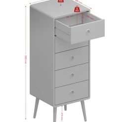 Baths Steens Soft Line 5 Drawer Narrow Chest Grey