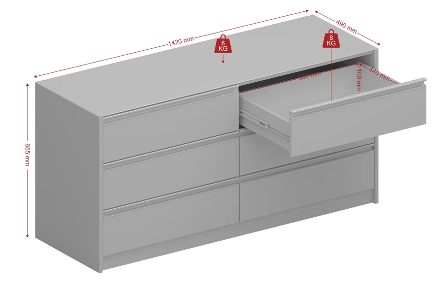 Steens Skyline 3 + 3 Drawer Black Baths