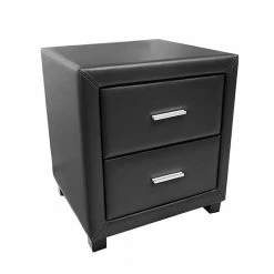 Time Living Dorset Black 2 Drawer Bedside Chest