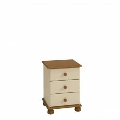 Steens Richmond Cream And Pine 3 Draw Bed Side Table Baths