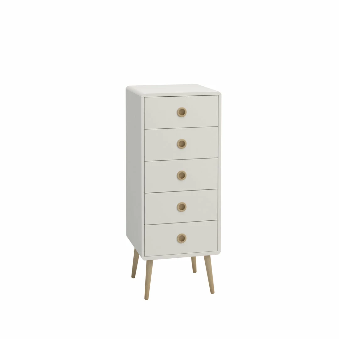 Steens Soft Line White 5 Drawer Narrow Chest Baths