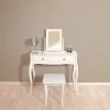 Steens Baroque White Stool And Mirror