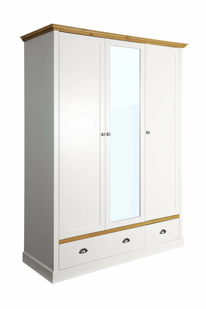 Steens Sandringham White And Pine 3 Door 2 Drawer Wardrobe Baths