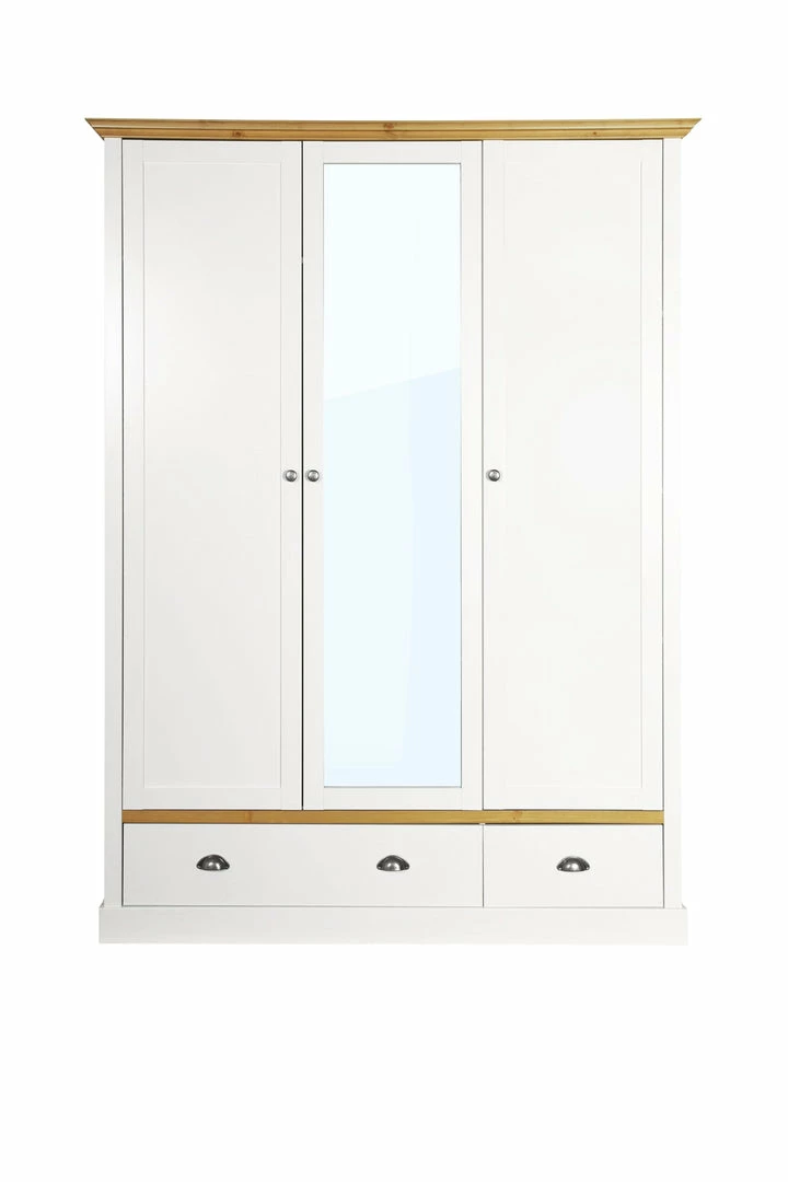 Steens Sandringham White And Pine 3 Door 2 Drawer Wardrobe Baths
