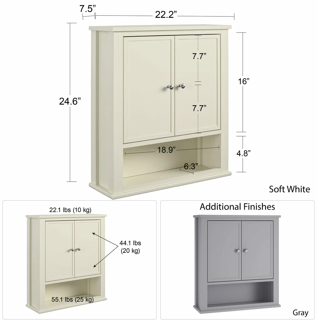 Dorel Home Franklin Wall Cabinet Bath Accessories