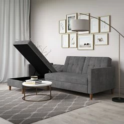 Baths Dorel Home Hartford Storage Sectional Sofa Bed With Storage Chaise