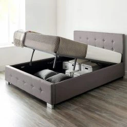 Better Bed Company Better Grey Linen Ottoman Bed Beds