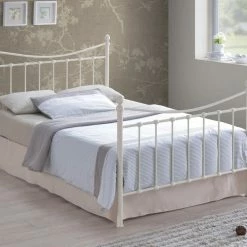 Time Living Alderley Ivory Metal Bed Frame Beds