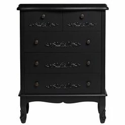 LPD Furniture Antoinette 5 Large Drawer Black Chest Baths