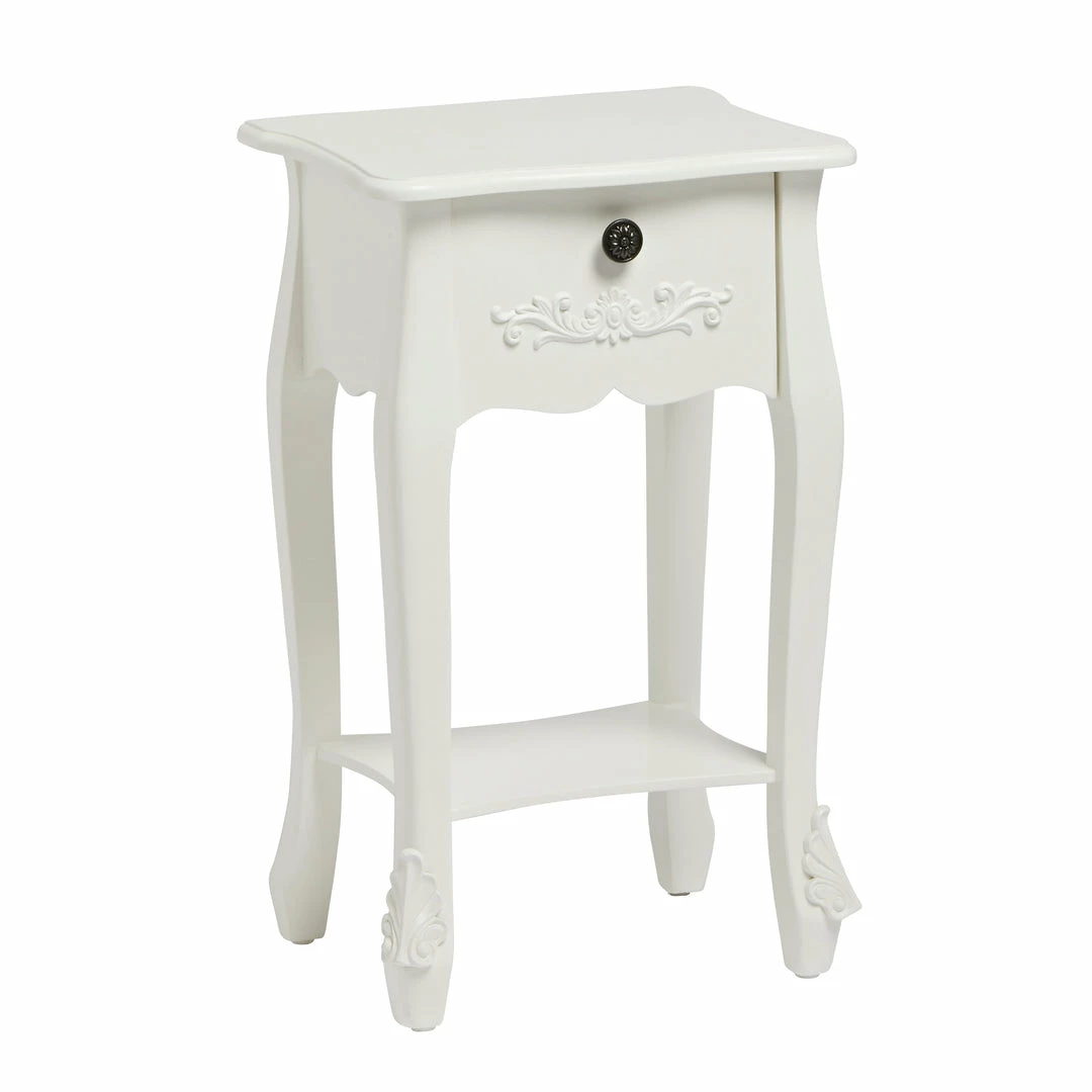 Baths LPD Furniture Antoinette 1 Drawer White Nighstand