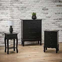Baths LPD Furniture Antoinette 1 Drawer Black Nighstand