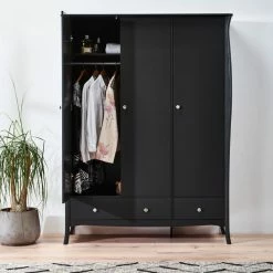 Steens Baroque Black 3 Door 2 Draw Wardrobe