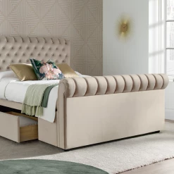 Bedmaster Deacon 2 Drawer Storage Chesterfield Sleigh Bed Beds
