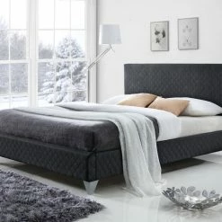 Time Living Brooklyn Grey Fabric Bed Frame Beds