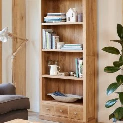 Baths Baumhaus Mobel Oak Large 3 Drawer Bookcase