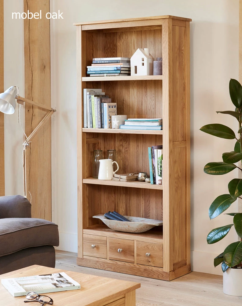 Baths Baumhaus Mobel Oak Large 3 Drawer Bookcase