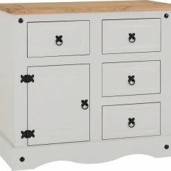 Seconique Furniture Corona Grey And Pine 1 Door 4 Drawer Sideboard