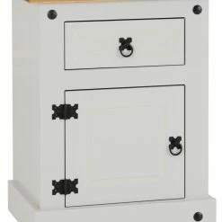 Seconique Furniture Corona Grey And Pine 1 Drawer 1 Door Bedside Table Baths