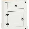 Baths Seconique Furniture Corona White And Pine 1 Drawer 1 Door Bedside Table