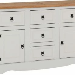 Baths Seconique Furniture Corona 2 Door 5 Drawer Sideboard Grey And Pine