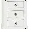 Seconique Furniture Corona White And Pine 3 Drawer Bedside Chest Baths
