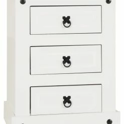 Seconique Furniture Corona White And Pine 3 Drawer Bedside Chest Baths