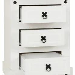 Seconique Furniture Corona White And Pine 3 Drawer Bedside Chest Baths