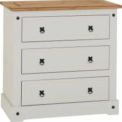 Seconique Furniture Corona 3 Drawer Chest Grey And Pine Baths