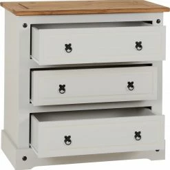 Seconique Furniture Corona 3 Drawer Chest Grey And Pine Baths