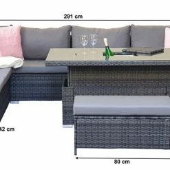 Signature Weave Catalina Corner Dining Set With Lift Table And Ice Bucket Baths