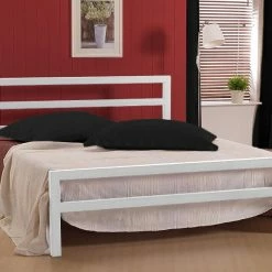 Beds Time Living City Block White Metal Bed Frame