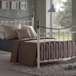 Time Living Elizabeth Ivory Metal Bed Frame Beds