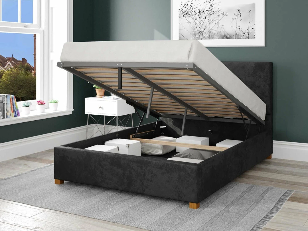 Better Bed Company Beds Better Peterborough Velvet Black Ottoman Bed