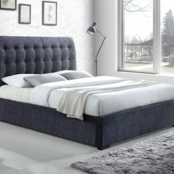 Time Living Hamilton Dark Grey Fabric Bed Frame Beds