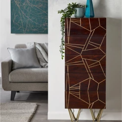 Indian Hub Dark Gold Tall Chest Of Drawers Baths