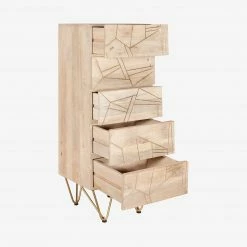 Indian Hub Light Gold Tall Chest Of Drawers Baths