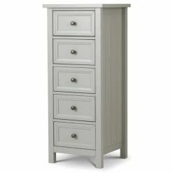 Julian Bowen Maine 5 Drawer Tall Dove Grey Chest Baths