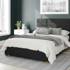 Better Bed Company Better London Velvet Black Ottoman Bed